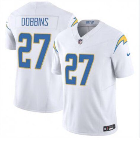 Men Los Angeles Chargers #27 Dobbins white Nike 2024 Game NFL Jersey